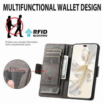 CASENEO 002 Series For Honor 100 Pro 5G Wallet Case RFID Blocking PU Leather Phone Cover