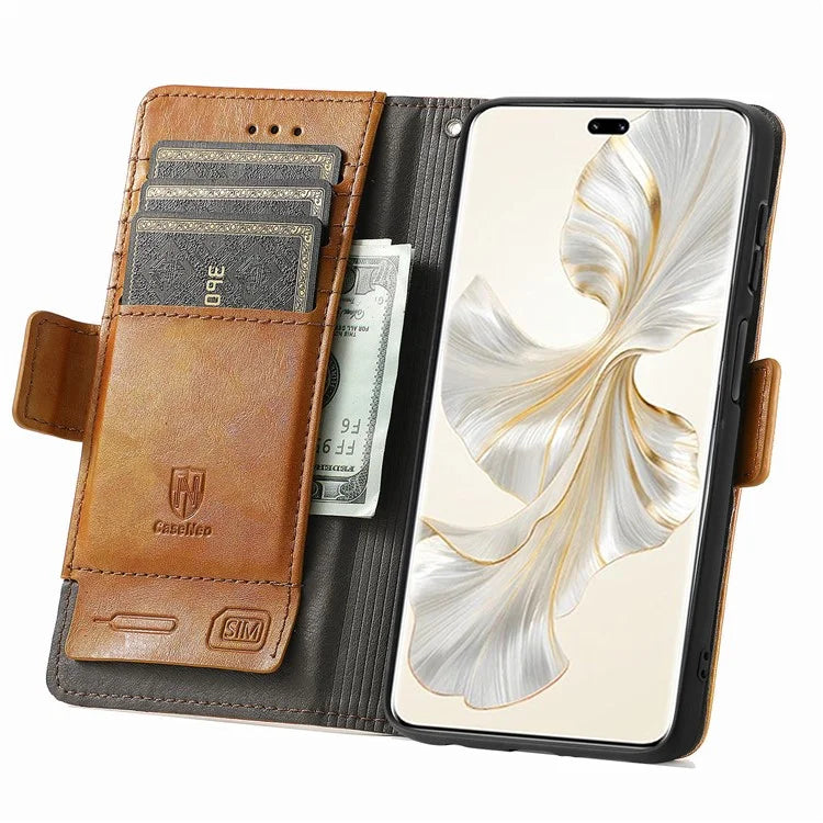 CASENEO 002 Series For Honor 100 Pro 5G Wallet Case RFID Blocking PU Leather Phone Cover