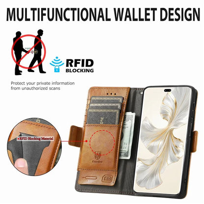 CASENEO 002 Series For Honor 100 Pro 5G Wallet Case RFID Blocking PU Leather Phone Cover