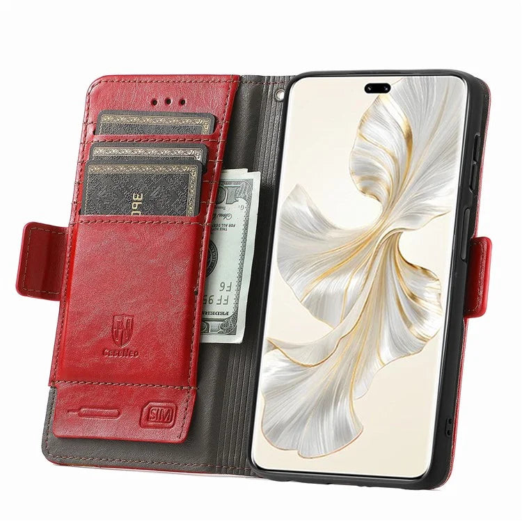 CASENEO 002 Series For Honor 100 Pro 5G Wallet Case RFID Blocking PU Leather Phone Cover