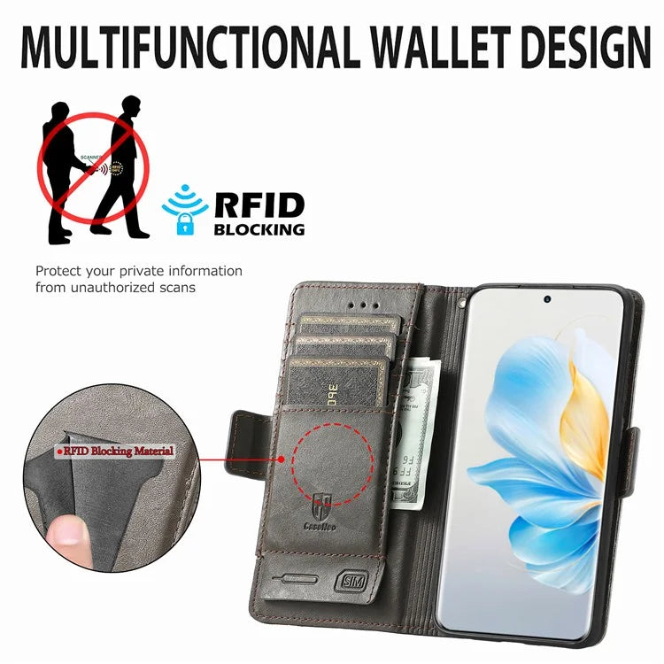 CASENEO 002 Series For Honor 100 5G Case RFID Blocking Leather Stand Phone Cover