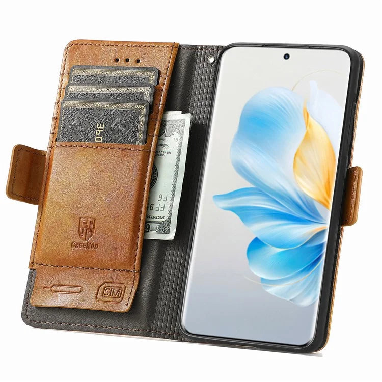 CASENEO 002 Series For Honor 100 5G Case RFID Blocking Leather Stand Phone Cover