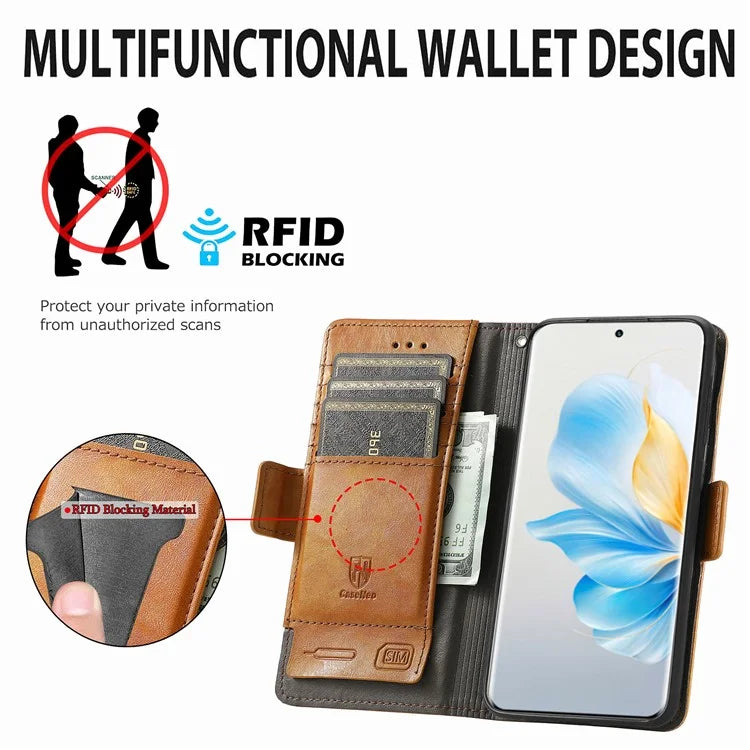 CASENEO 002 Series For Honor 100 5G Case RFID Blocking Leather Stand Phone Cover