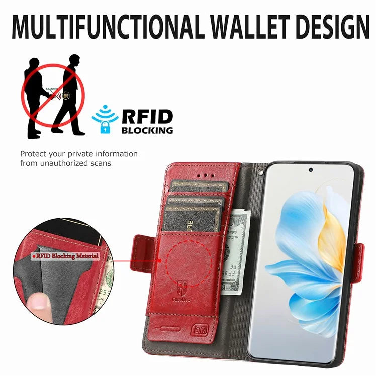 CASENEO 002 Series For Honor 100 5G Case RFID Blocking Leather Stand Phone Cover