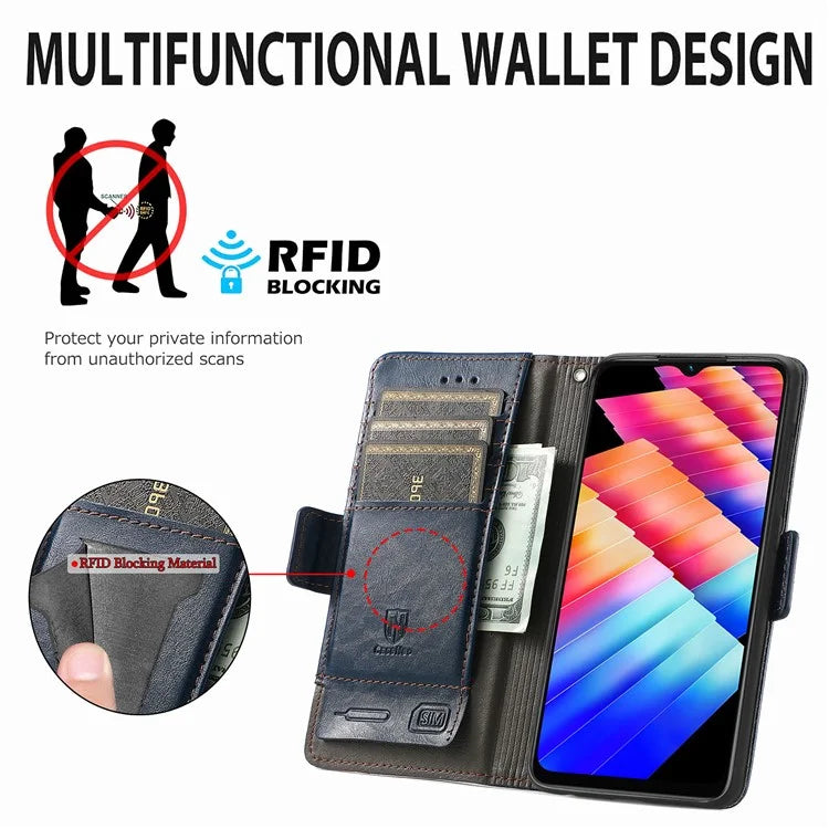 CASENEO 002 Series For Infinix Hot 30i Case PU Leather Flip Shockproof Phone Cover RFID Blocking