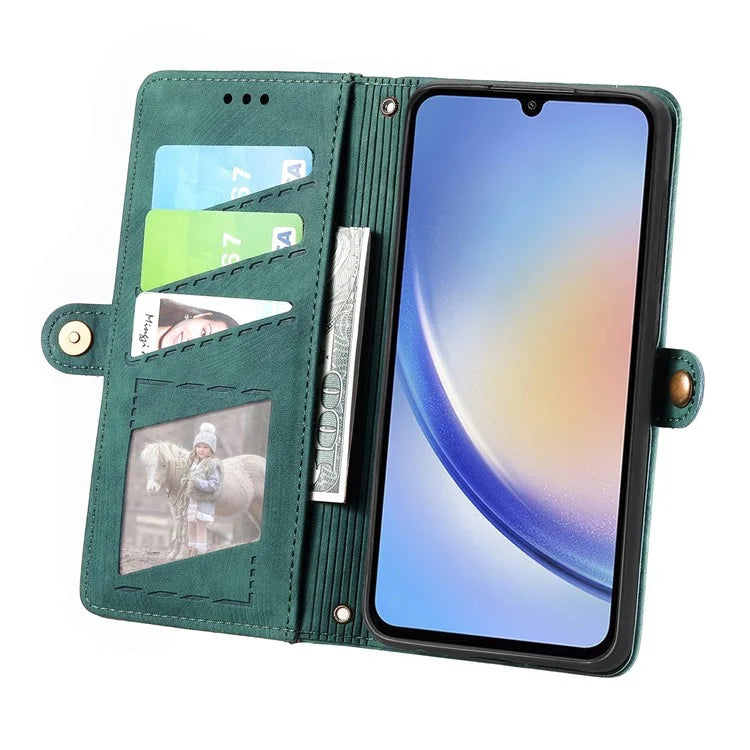 For Samsung Galaxy A05s 4G Wallet Phone Case Stand Anti-Scratch Phone Cover with Wrist Strap