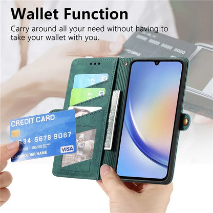 For Samsung Galaxy A05s 4G Wallet Phone Case Stand Anti-Scratch Phone Cover with Wrist Strap