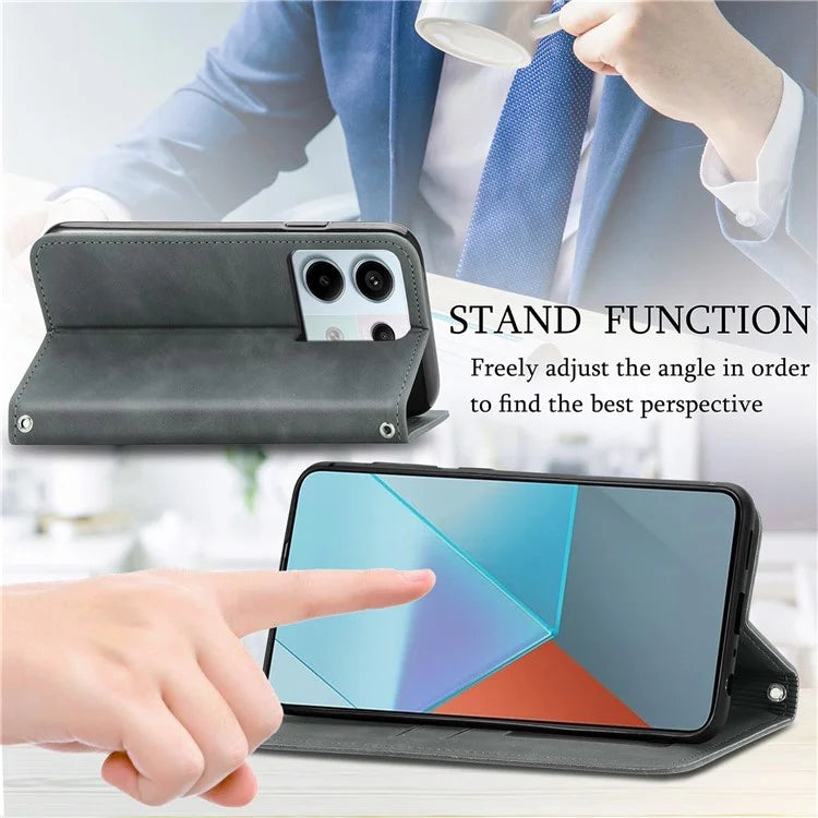 For Xiaomi Redmi Note 13 Pro 5G / Poco X6 5G Case PU Leather Skin-touch Wallet Phone Cover