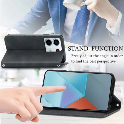 For Xiaomi Redmi Note 13 Pro 5G / Poco X6 5G Case PU Leather Skin-touch Wallet Phone Cover
