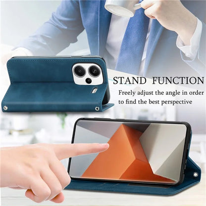 For Xiaomi Redmi Note 13 Pro+ 5G Leather Wallet Case Magnetic Closing Skin-touch Phone Cover