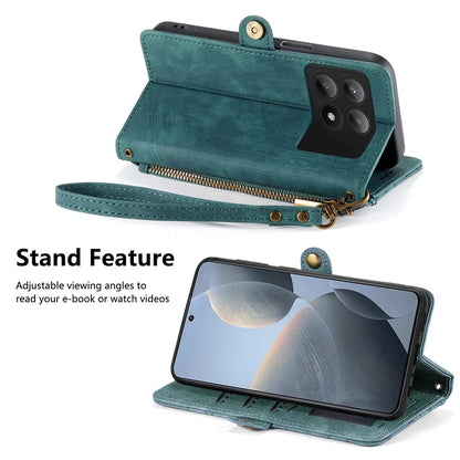 For Xiaomi Redmi K70E 5G / Poco X6 Pro 5G Case Geometry Leather Folio Flip Phone Cover with Wrist Strap