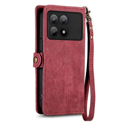 For Xiaomi Redmi K70E 5G / Poco X6 Pro 5G Case Geometry Leather Folio Flip Phone Cover with Wrist Strap