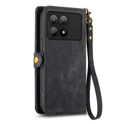 For Xiaomi Redmi K70E 5G / Poco X6 Pro 5G Case Geometry Leather Folio Flip Phone Cover with Wrist Strap