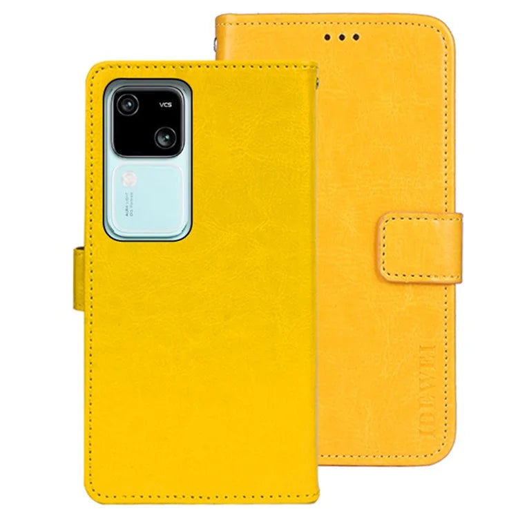 IDEWEI For vivo V30 5G Case Crazy Horse Card Holder PU Leather Stand Phone Cover