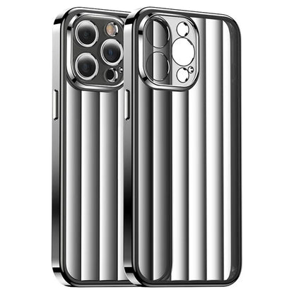 For iPhone 14 Pro Max Case Vertical Texture PC+TPU Phone Cover with Lens Film