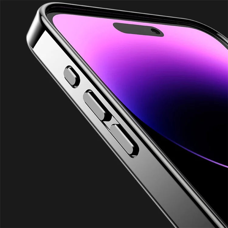 For iPhone 14 Pro Max Case Vertical Texture PC+TPU Phone Cover with Lens Film