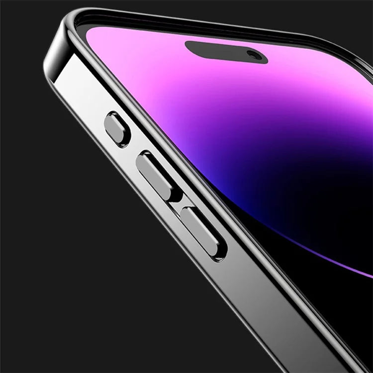 For iPhone 15 Pro Max Case with Lens Film Vertical Strip Design PC+TPU Phone Shell