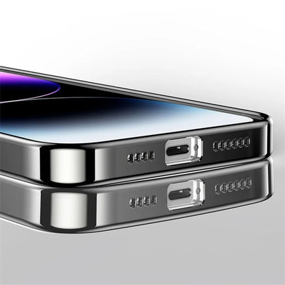 For iPhone 15 Pro Max Case with Lens Film Vertical Strip Design PC+TPU Phone Shell