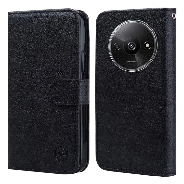 For Xiaomi Redmi A3 / Poco C61 4G Case Solid Color Leather Folding Stand Wallet Leather Phone Cover