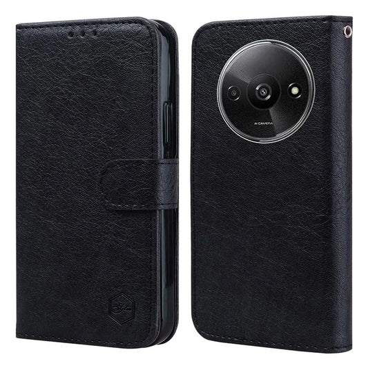 For Xiaomi Redmi A3 / Poco C61 4G Case Solid Color Leather Folding Stand Wallet Leather Phone Cover