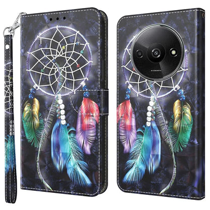 For Xiaomi Redmi A3 / Poco C61 4G Phone Case 3D Pattern Printing Magnetic Clasp Leather Wallet Cover