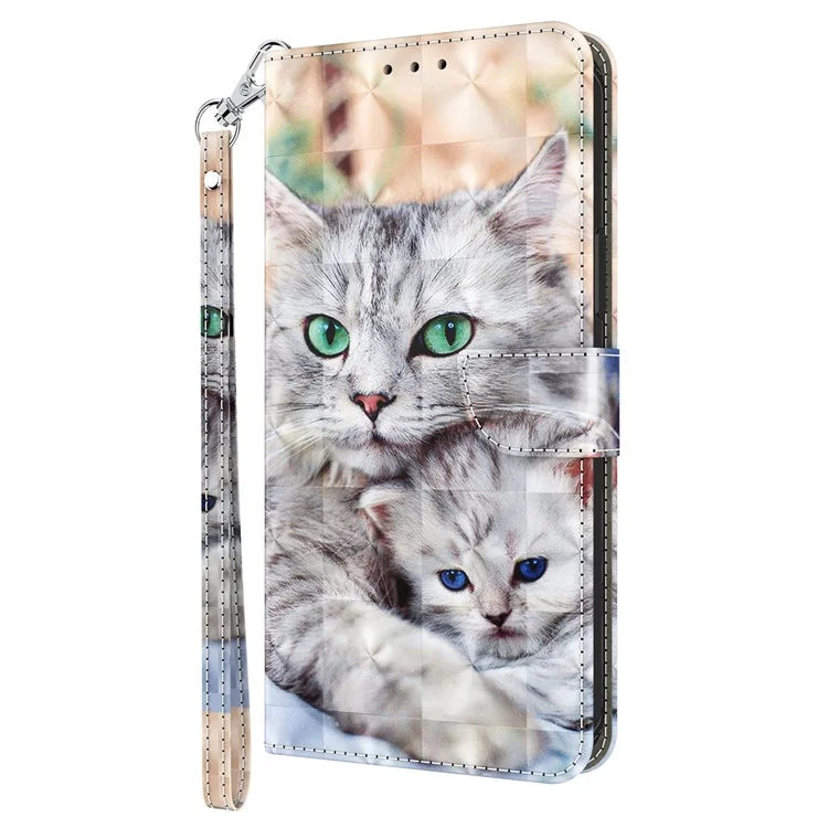 For Xiaomi Redmi A3 / Poco C61 4G Phone Case 3D Pattern Printing Magnetic Clasp Leather Wallet Cover