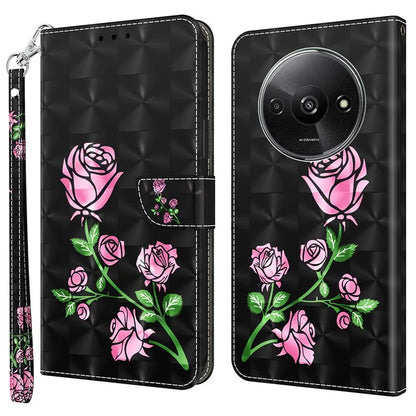 For Xiaomi Redmi A3 / Poco C61 4G Phone Case 3D Pattern Printing Magnetic Clasp Leather Wallet Cover