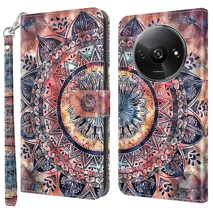 For Xiaomi Redmi A3 / Poco C61 4G Phone Case 3D Pattern Printing Magnetic Clasp Leather Wallet Cover