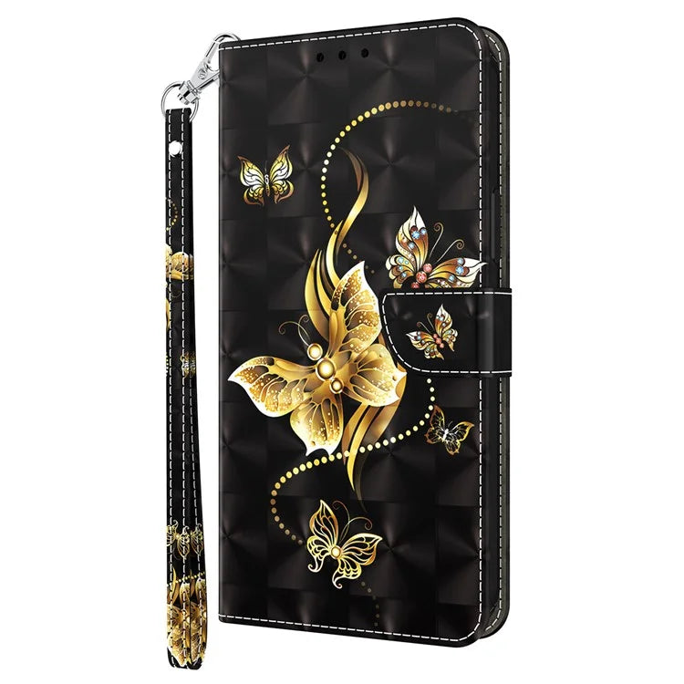 For Xiaomi Redmi A3 / Poco C61 4G Phone Case 3D Pattern Printing Magnetic Clasp Leather Wallet Cover