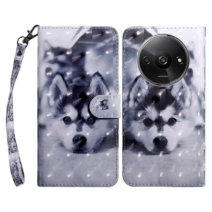 For Xiaomi Redmi A3 / Poco C61 4G Phone Case 3D Pattern Printing Magnetic Clasp Leather Wallet Cover