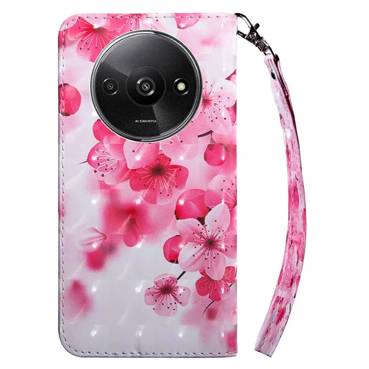 For Xiaomi Redmi A3 / Poco C61 4G Phone Case 3D Pattern Printing Magnetic Clasp Leather Wallet Cover