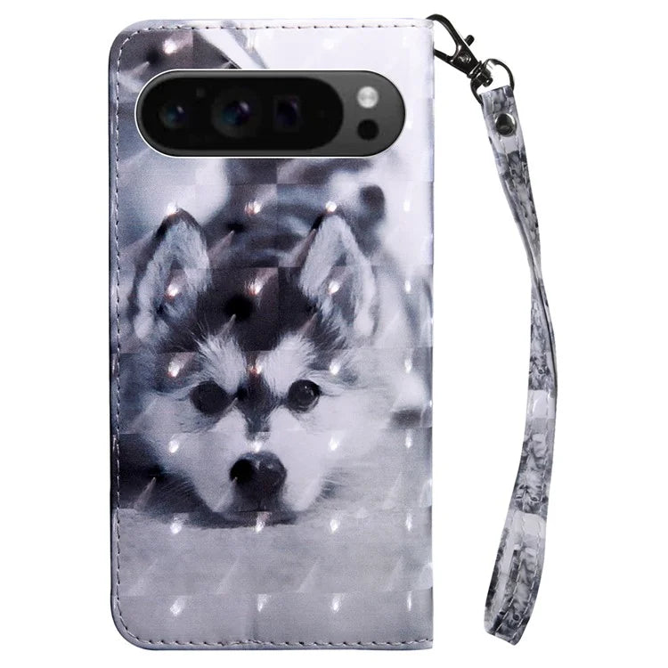 For Google Pixel 9 Pro XL Cell Phone Shell Pattern Printing Leather Cover Phone Stand