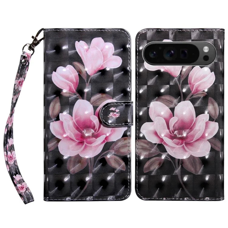 For Google Pixel 9 Pro XL Cell Phone Shell Pattern Printing Leather Cover Phone Stand