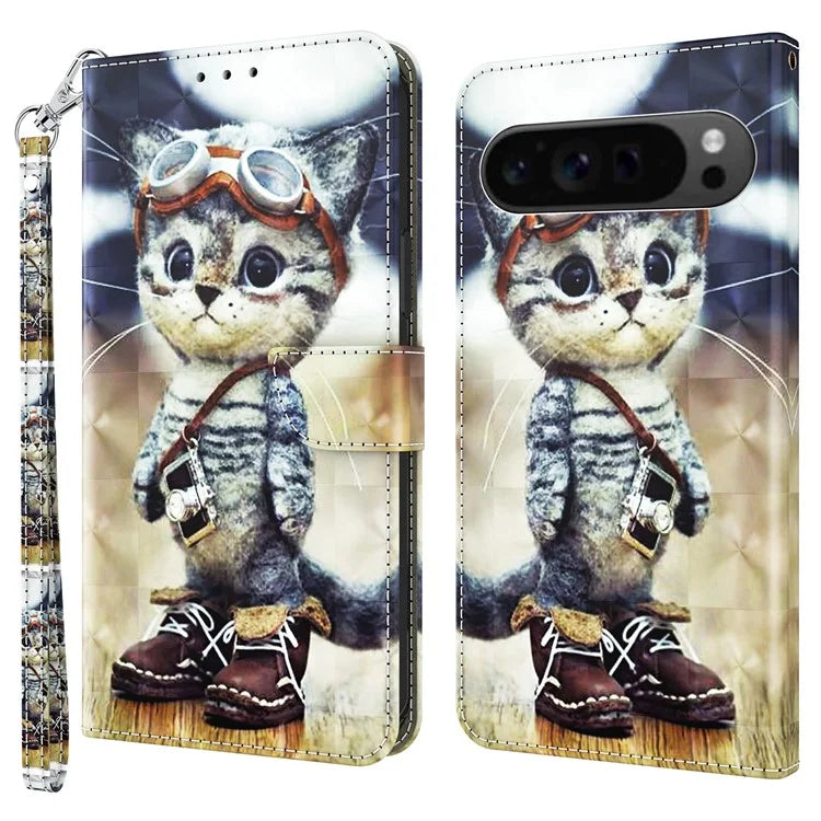 For Google Pixel 9 / Pixel 9 Pro Case Pattern Printing Phone Leather Cover with Wallet Card Slots