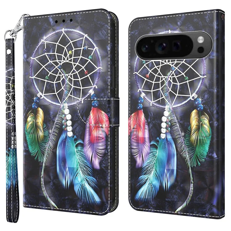 For Google Pixel 9 / Pixel 9 Pro Case Pattern Printing Phone Leather Cover with Wallet Card Slots