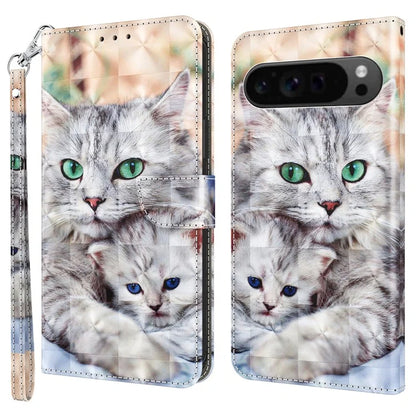 For Google Pixel 9 / Pixel 9 Pro Case Pattern Printing Phone Leather Cover with Wallet Card Slots