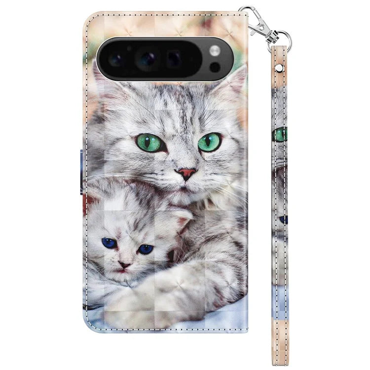 For Google Pixel 9 / Pixel 9 Pro Case Pattern Printing Phone Leather Cover with Wallet Card Slots