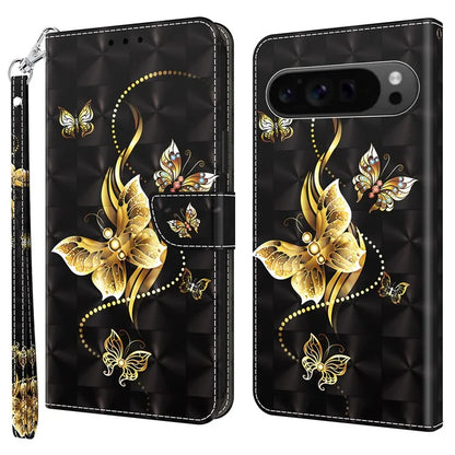 For Google Pixel 9 / Pixel 9 Pro Case Pattern Printing Phone Leather Cover with Wallet Card Slots