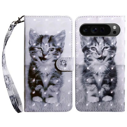 For Google Pixel 9 / Pixel 9 Pro Case Pattern Printing Phone Leather Cover with Wallet Card Slots