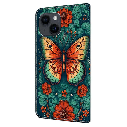 For iPhone 13 6.1 inch Case Pattern Printed Leather Bump Proof Phone Stand Cover
