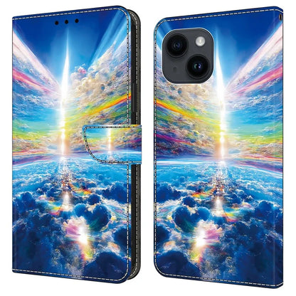 For iPhone 13 6.1 inch Case Pattern Printed Leather Bump Proof Phone Stand Cover