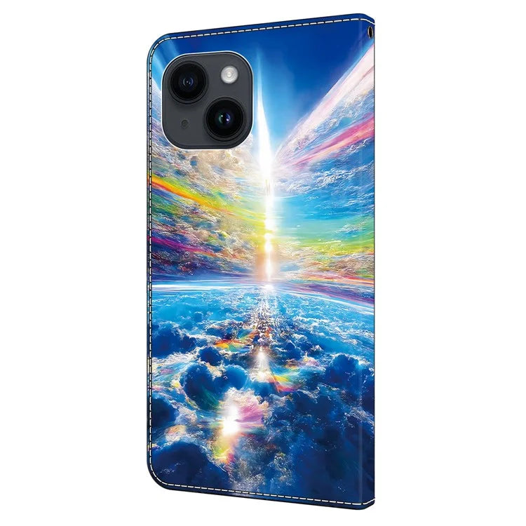 For iPhone 13 6.1 inch Case Pattern Printed Leather Bump Proof Phone Stand Cover