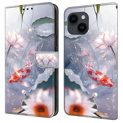 For iPhone 13 6.1 inch Case Pattern Printed Leather Bump Proof Phone Stand Cover