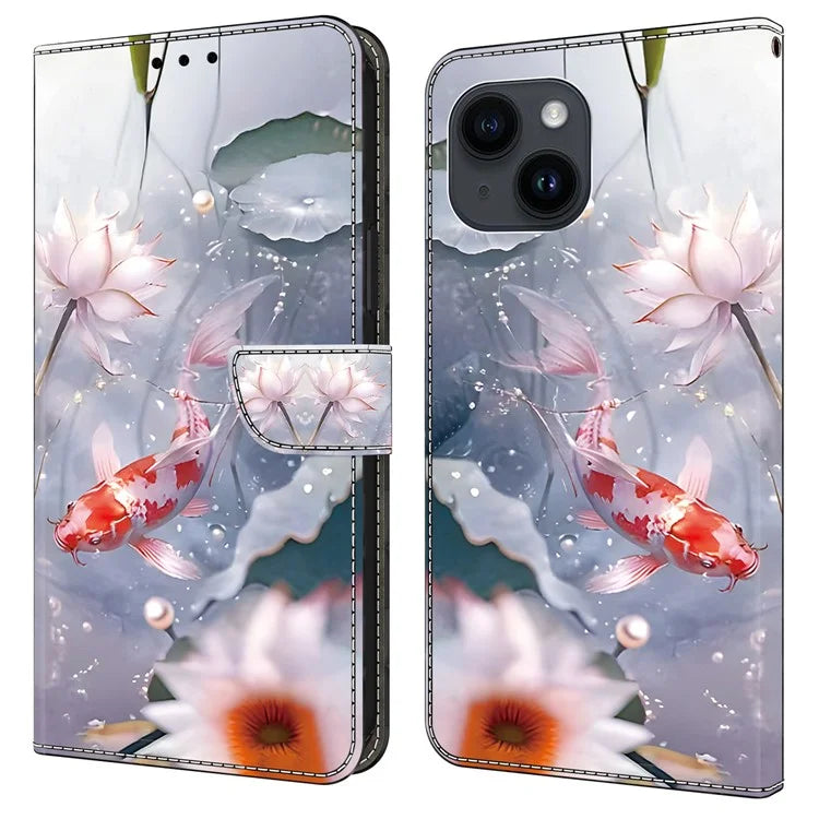 For iPhone 13 Pro Case Stand PU Leather Pattern Printing Phone Cover