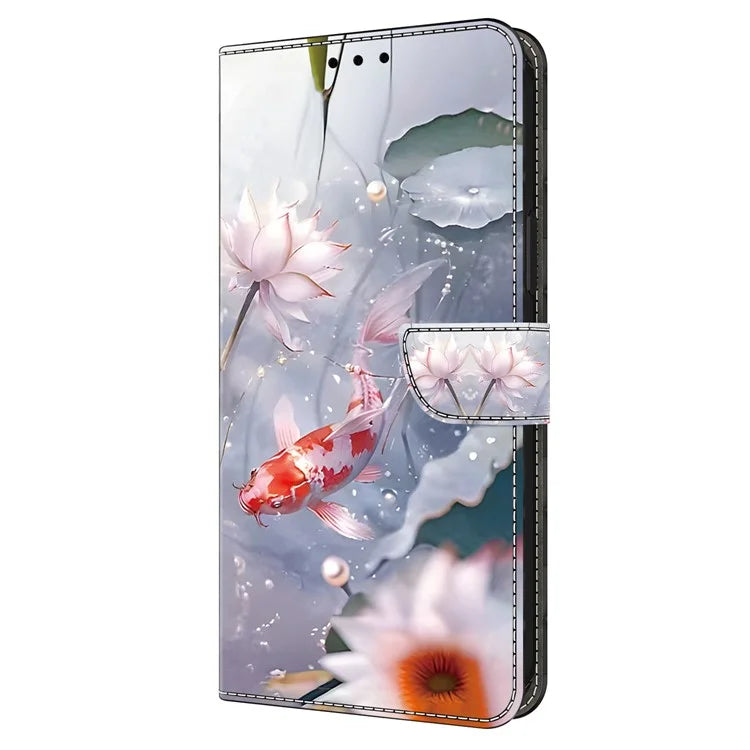 For iPhone 13 Pro Case Stand PU Leather Pattern Printing Phone Cover