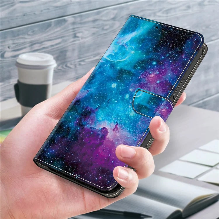 For iPhone 13 Pro Case Stand PU Leather Pattern Printing Phone Cover