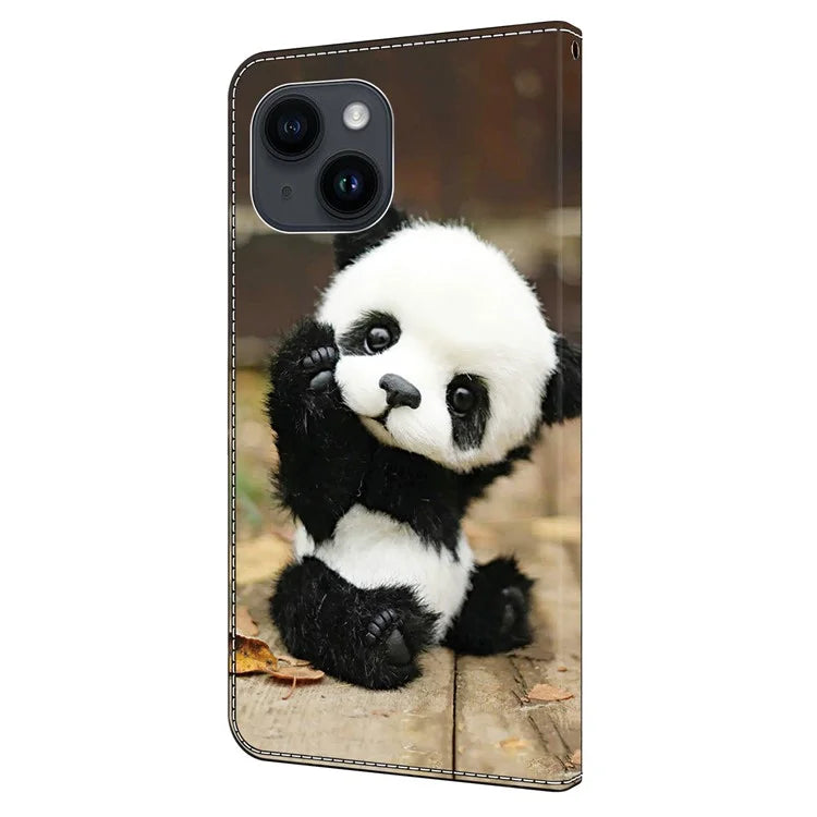 For iPhone 13 Pro Case Stand PU Leather Pattern Printing Phone Cover