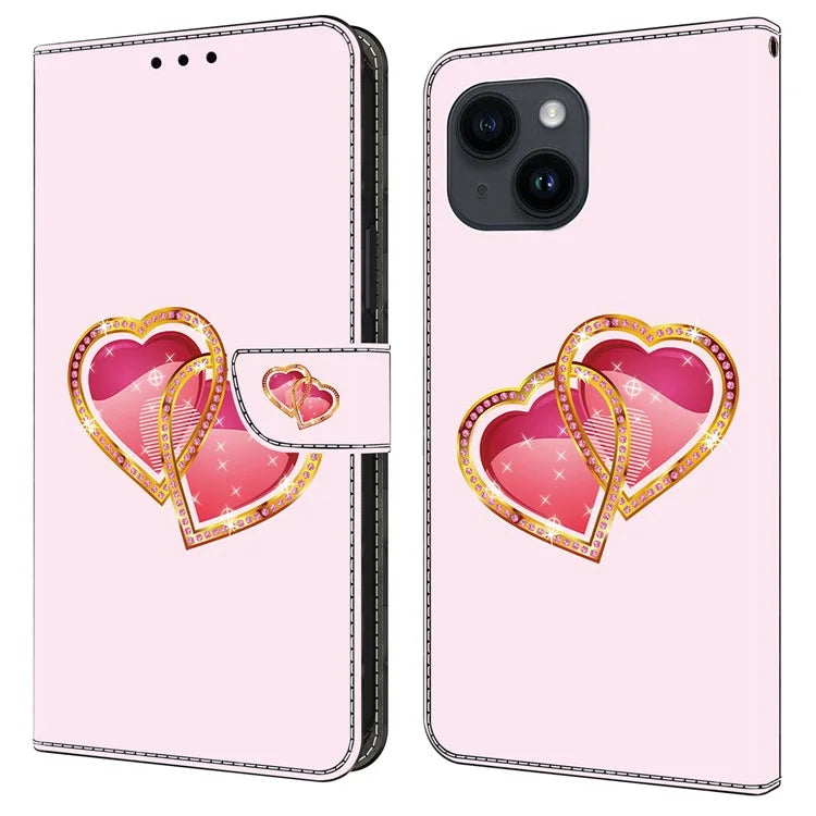 For iPhone 13 Pro Case Stand PU Leather Pattern Printing Phone Cover