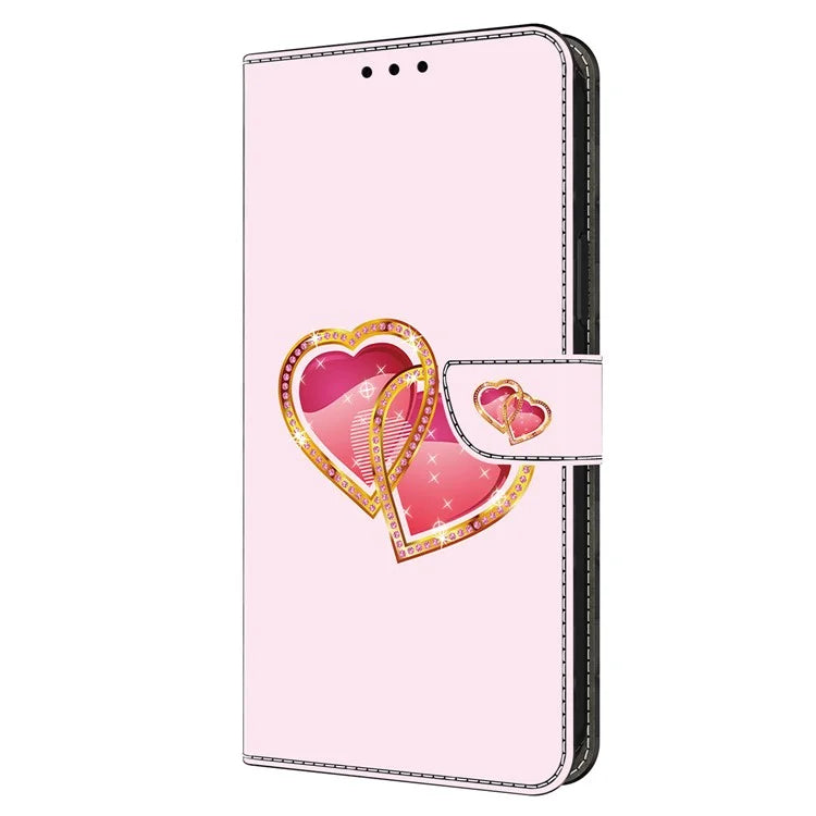 For iPhone 13 Pro Case Stand PU Leather Pattern Printing Phone Cover
