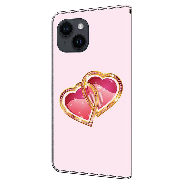 For iPhone 13 Pro Case Stand PU Leather Pattern Printing Phone Cover